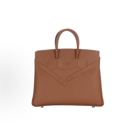 HERMES Birkin 25 Silver clasp platinum handbag 25 Women\'s Edition 37 Gold Brown